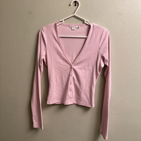Good American Pointelle Cardigan Size XS Pink - Picture 6 of 7